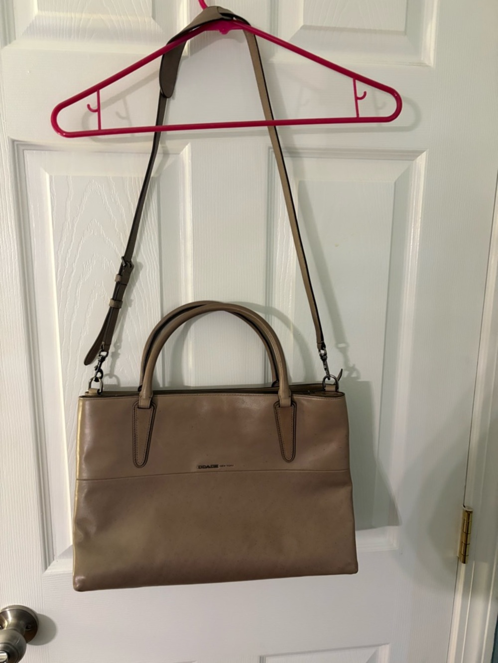 COACH Soft Bright Nappa Borough Satchel Handbag Earth Gray